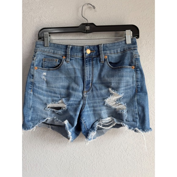 Universal Thread Pants - Universal Thread Woman's Distressed Jean Shorts Blue Size 4 Raw Hem Stretch